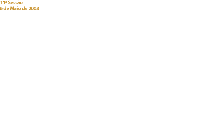 11ª Sessão
6 de Maio de 2008 Hotel Ritz Four Seasons, Lisboa “Cacao Sampaka” – O representante desta marca espanhola, Miquel Manzano, falou sobre a história da marca e proporcionou uma interessante degustação de bombons e chocolates.
“O Comércio do Chocolate” – Palestra proferida pela Dra. Filipa Secretin, Vice-Presidente da FCC – Associação Europeia de Cacau, e trader de cacau da Nederland.
“Gâteau Chlöe” – Johannes Bonin, Chef pasteleiro do Hotel Ritz, apresentou e deliciou os presentes com uma deliciosa criação cujos principais ingredientes eram o chocolate e os frutos secos.
“Cava Freixenet Brut Rosé” – O product Manager da Freixenet, Dr. Pedro Lobo Antunes, apresentou este cava distribuído pela Vinicom, que combinou inteiramente com a sobremesa degustada. Links:
Hotel Ritz Four Seasons, Lisboa - Cacao Sampaka - Vinicom - Freixenet - 