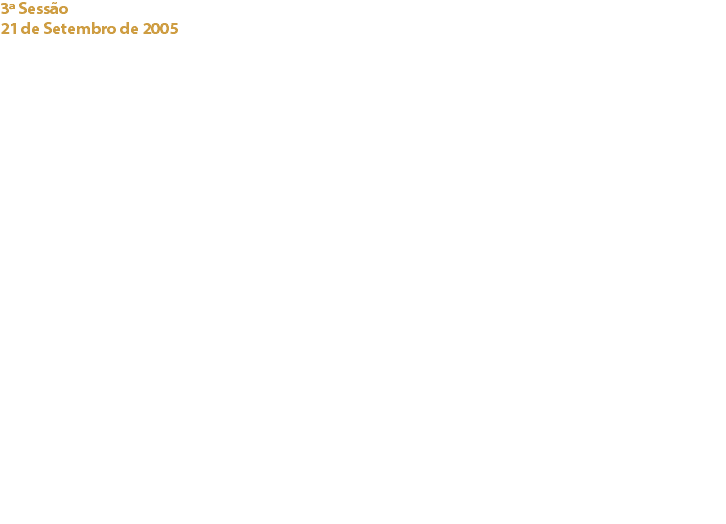 3ª Sessão
21 de Setembro de 2005 Pestana Palace Lisboa “O Chocolate é um alimento saudável” – Palestra proferida pela nutricionista Dra. Cristina Lourenço, em que se destacaram as características nutricionais do chocolate e as suas virtudes.
“O que compramos?” – Explicação sobre o processo de fabrico do chocolate efectuada pela presidente do Clube, Odete Estevão apresentação e degustação de várias marcas de chocolate presentes no mercado português como a Valhrona, Callebaut, Neuhaus, Imperial, Nestlé e Cadbury.
Foram degustadas duas sobremesas com chocolate, “La Gourmandise au Chocolat” e "Verrine Chocolat Delice” criadas pelo Chef Fabian Nguyen do Ritz Four Seasons de Lisboa, acompanhadas por Vinho do Porto Ramos Pinto.
“O Cacau e a Arte” - Apresentação da pintora Manuela Weinstein, que exibiu vários quadros da sua autoria, parte da colecção “Cores Odores Sabores 2005”, alusivos ao cultivo e produção de cacau. Links:
Pestana Palace Hotel - Capri - Ramos Pinto - Valrhona - Neuhaus - Imperial - Nestlé - Icopa - Cadbury - 