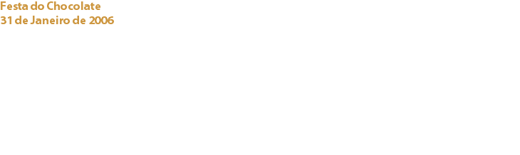 Festa do Chocolate
31 de Janeiro de 2006 Escola Secundária de Casquilhos – Barreiro No âmbito do programa da “Festa do Chocolate” organizada pela Escola, o Cacau Clube de Portugal foi convidado a participar nesta iniciativa, promovendo uma conferência aberta a todos os alunos e professores interessados. Sob a temática “Do fruto ao Chocolate” foram oradoras a Prof. Dra. Helena Almeida, do Instituto Superior de Agronomia de Lisboa, e a Presidente do Clube, Odete Estêvão.